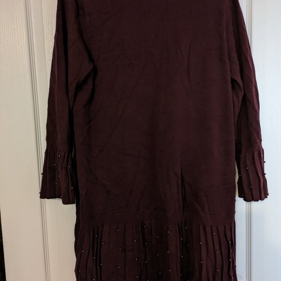 Chicos Long Burgundy Cardigan - Picture 6 of 6